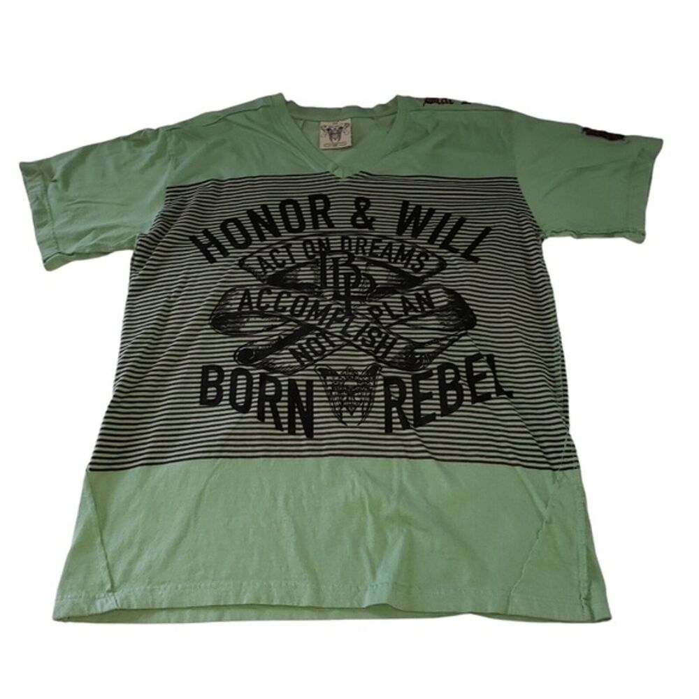 Blac Label Honor Reigns Born Rebel Honor & Will Green and Black T Shirt X-Large